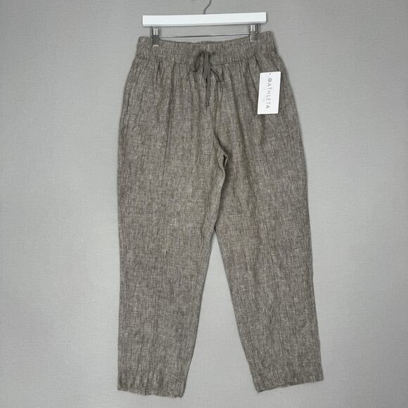 Athleta Retreat Linen Ankle Pants Womens Petite Medium Brown Minimalist Neutral - Picture 1 of 13